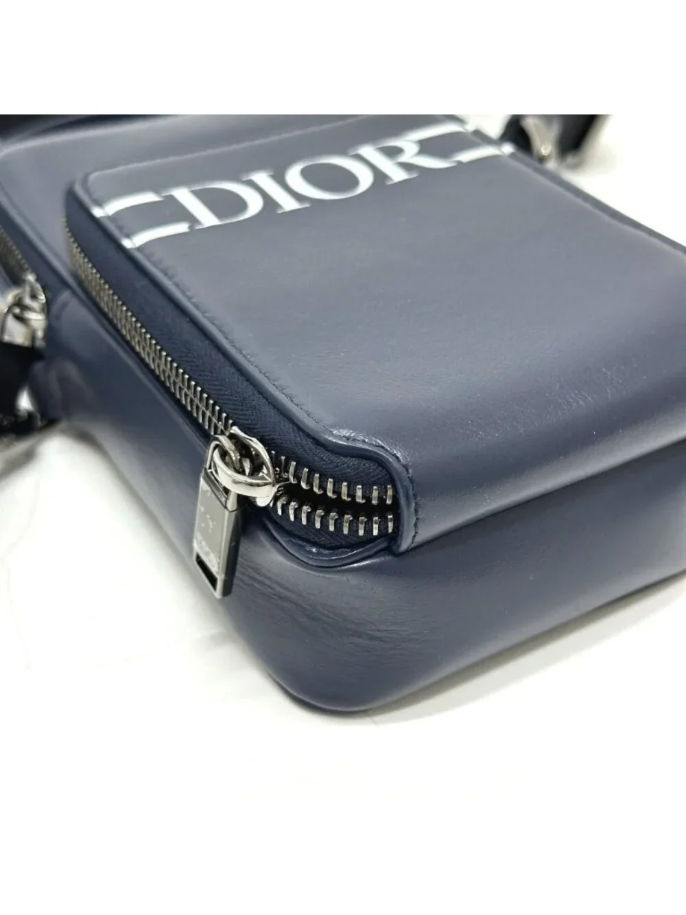 Dior Shoulder Bag Logo Leather Blue